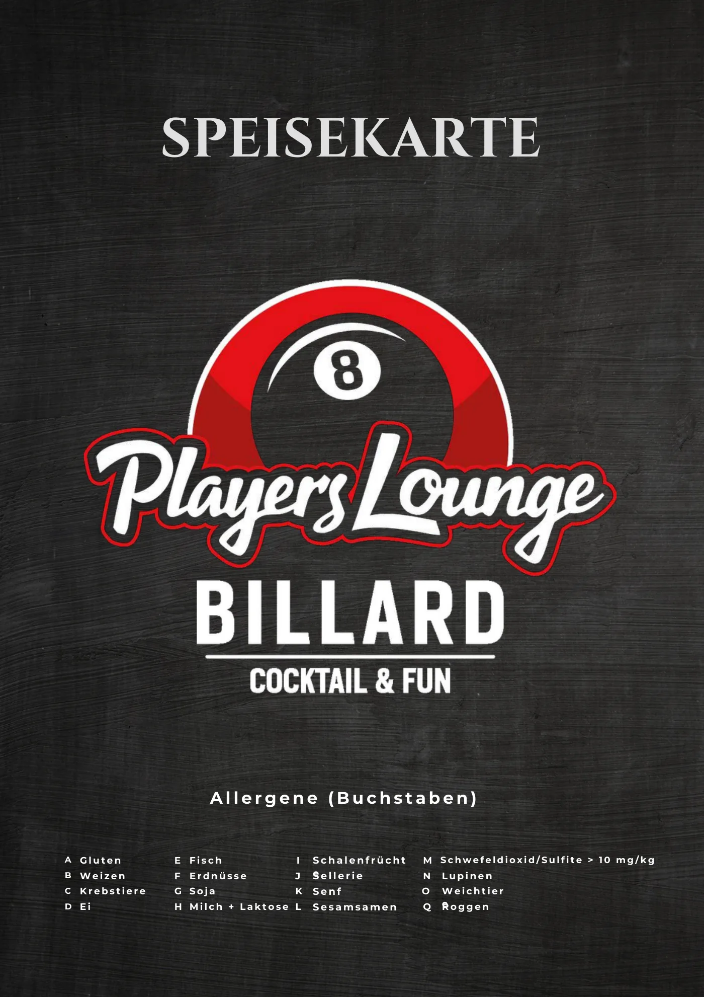Speisekarte Players Lounge Dorsten, Seite 7: Speisekarte